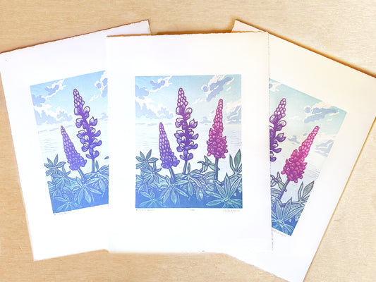 A Lively Bunch Woodcut Print