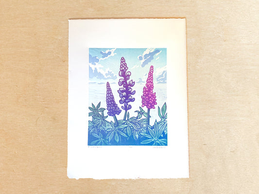 A Lively Bunch Woodcut Print