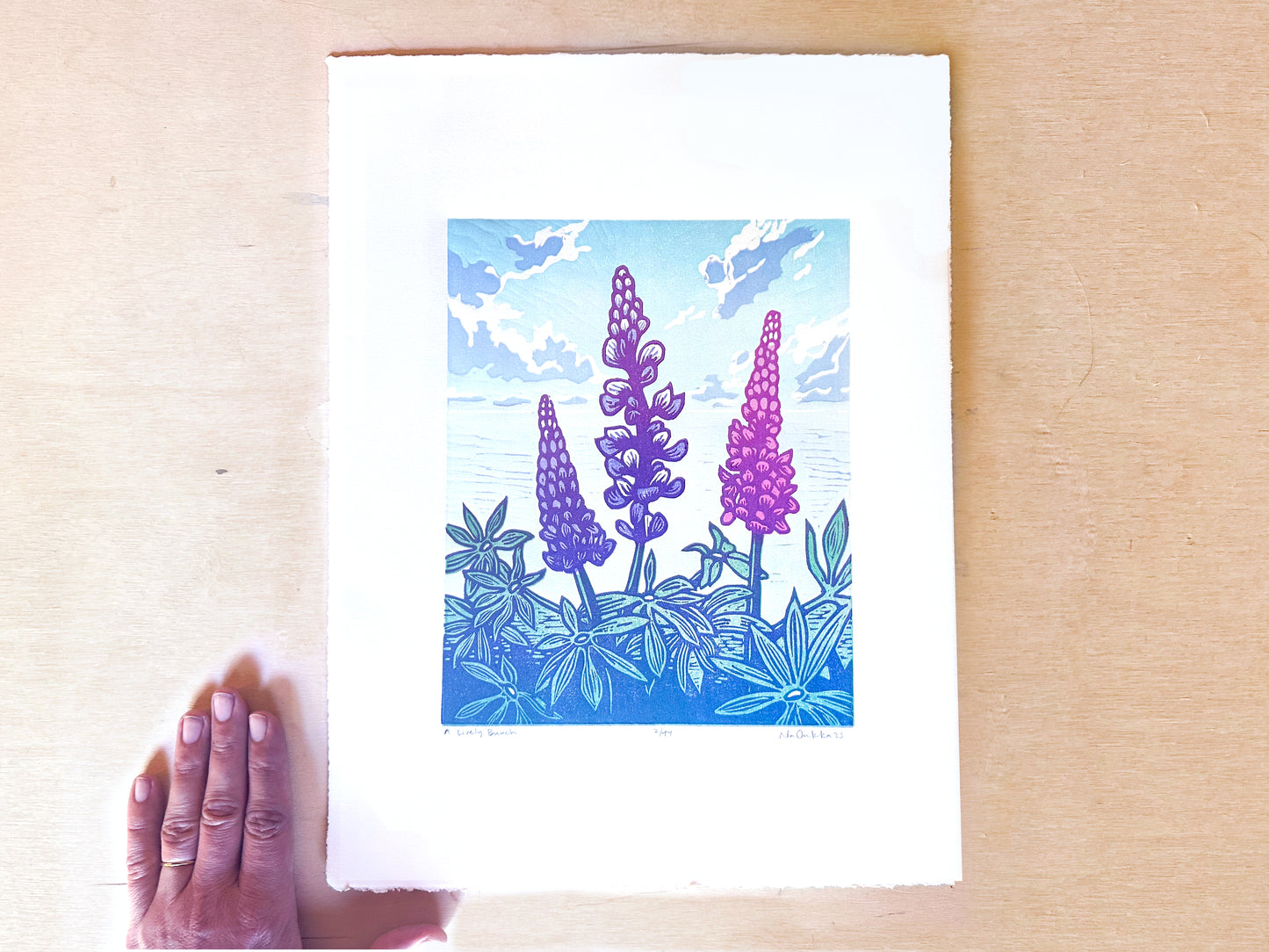 A Lively Bunch Woodcut Print