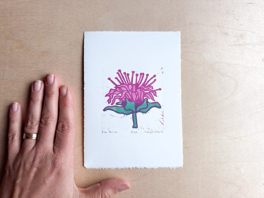 Bee Balm Woodcut Print