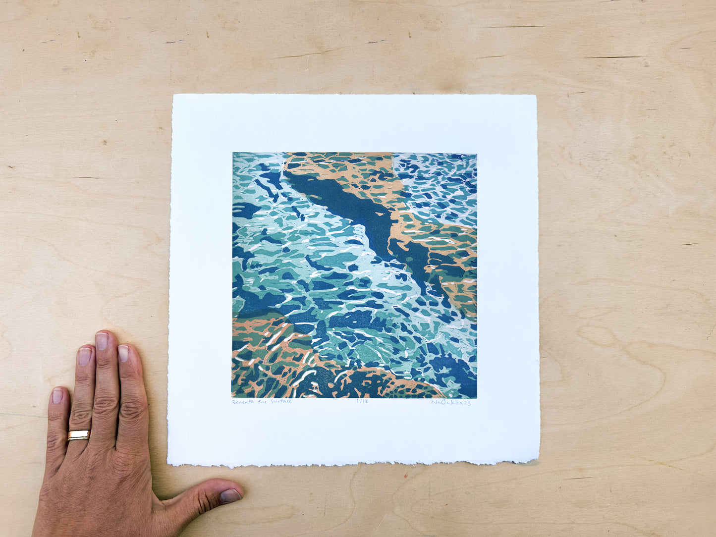 Beneath the Surface Woodcut Print