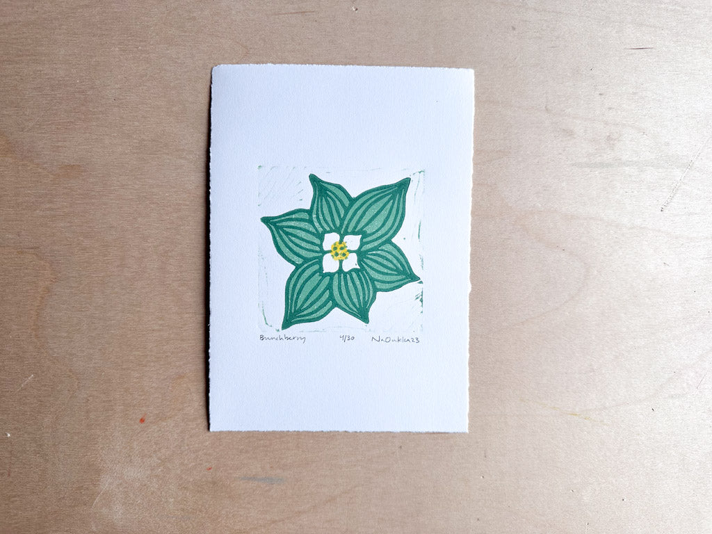 Bunchberry Woodcut Print
