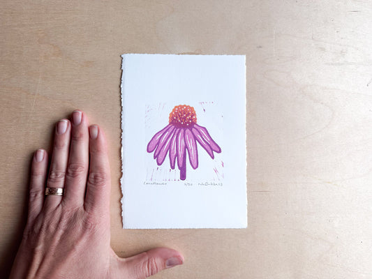 Coneflower Woodcut Print