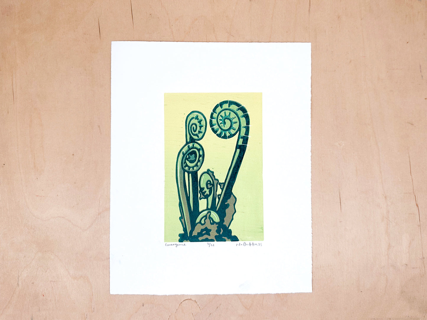 Emergence Woodcut Print