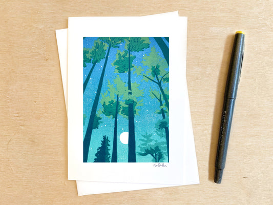 Full Moon Forest Greeting Card