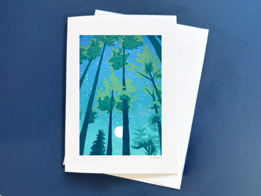 Full Moon Forest Greeting Card