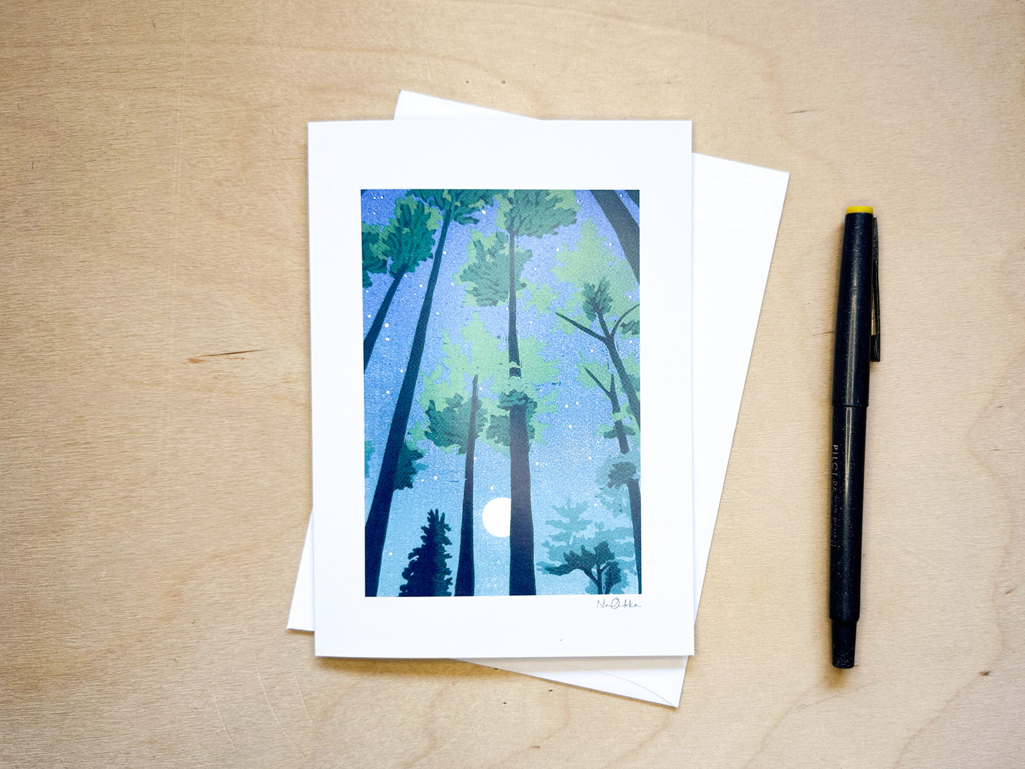 Full Moon Forest Greeting Card