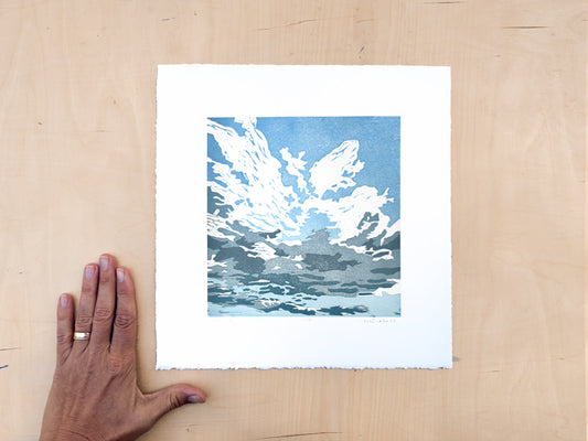 Incoming Woodcut Print