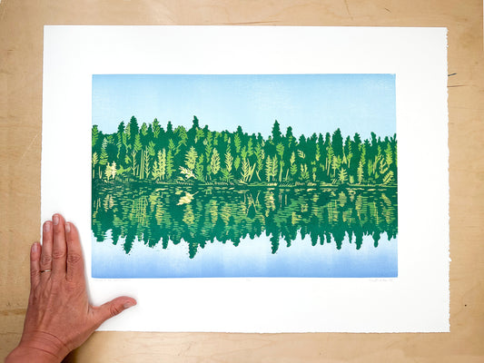 Moment of Reflection Woodcut Print