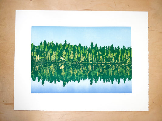 Moment of Reflection Woodcut Print