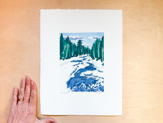 River Rhythm Woodcut Print