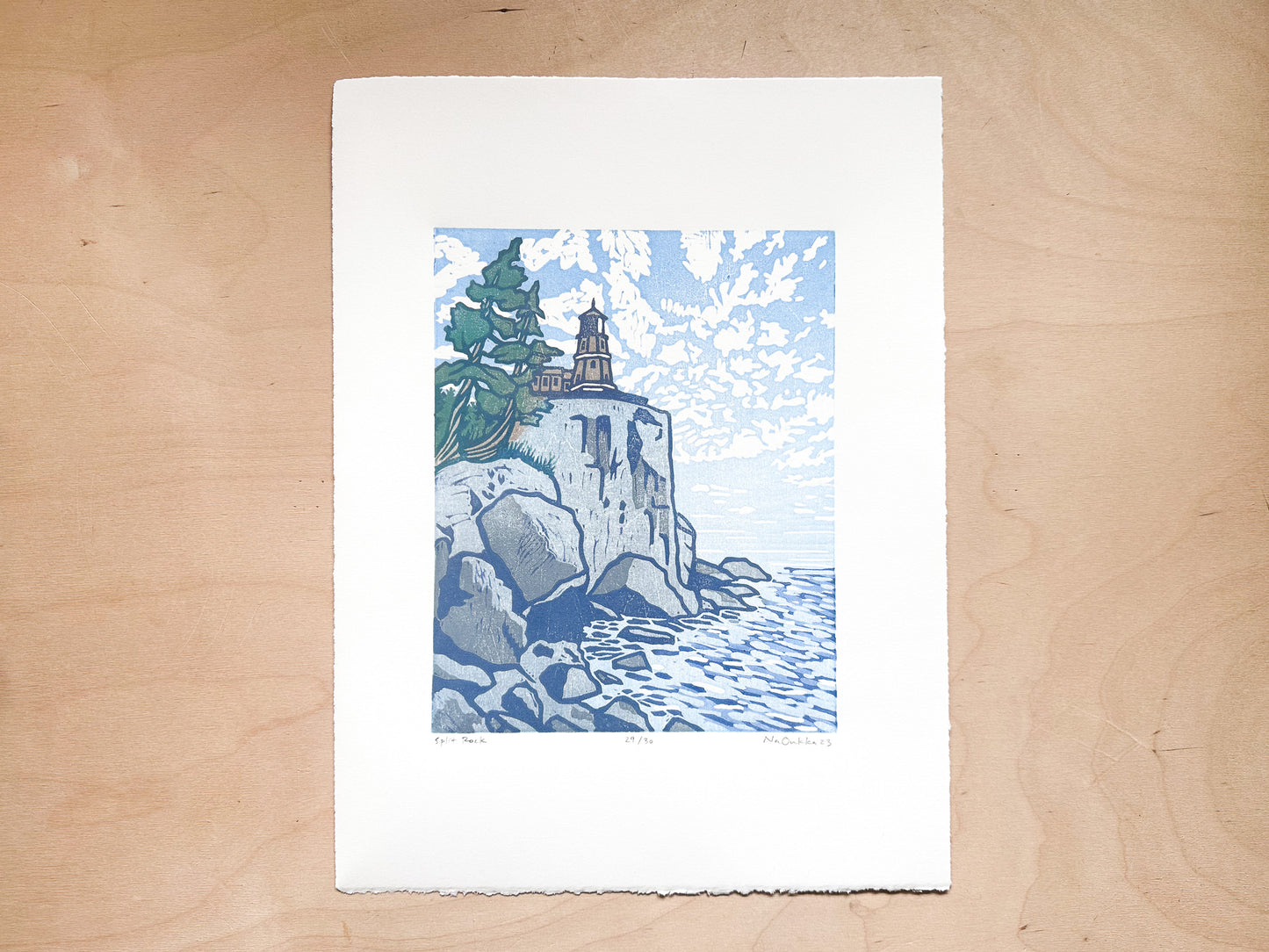 Split Rock Woodcut Print