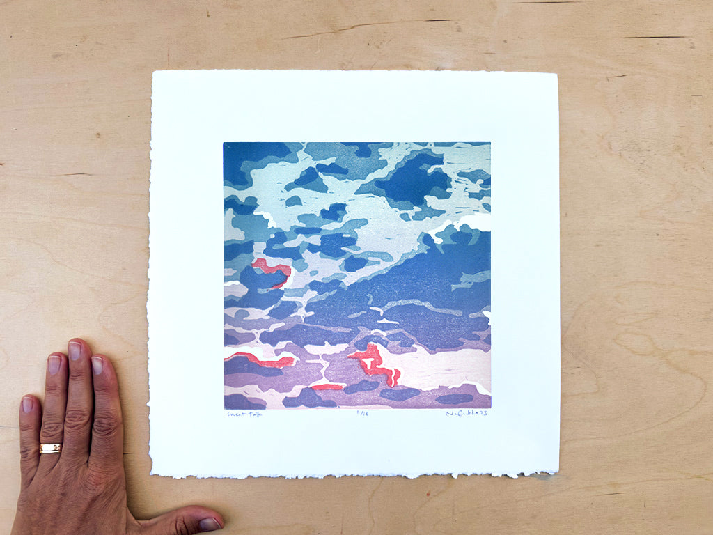 Sweet Talk Woodcut Print