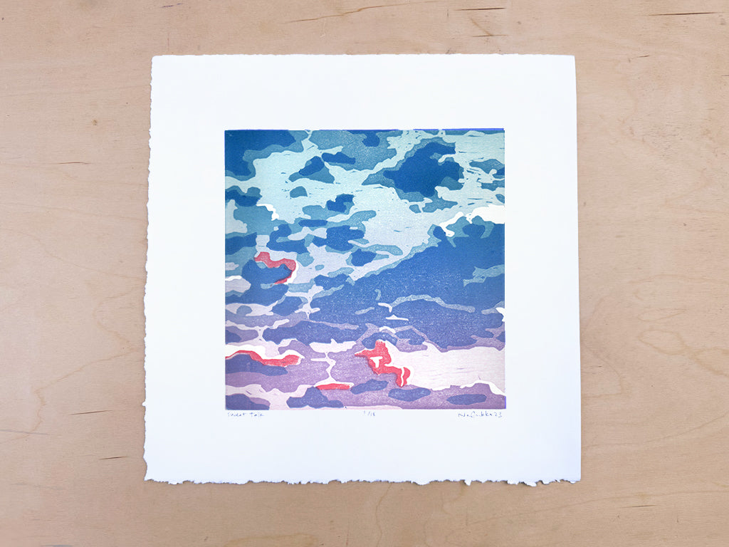 Sweet Talk Woodcut Print