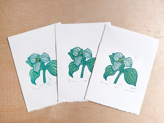 Trillium Woodcut Print