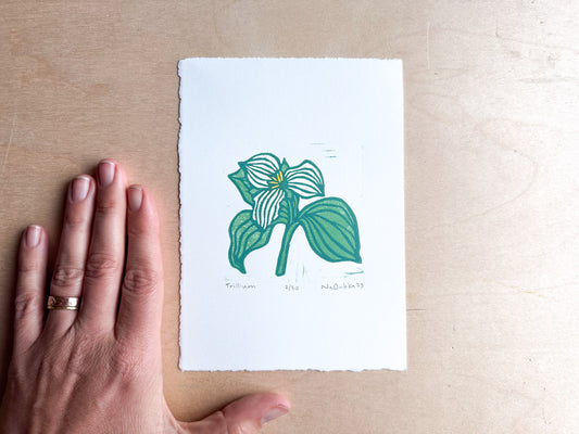 Trillium Woodcut Print
