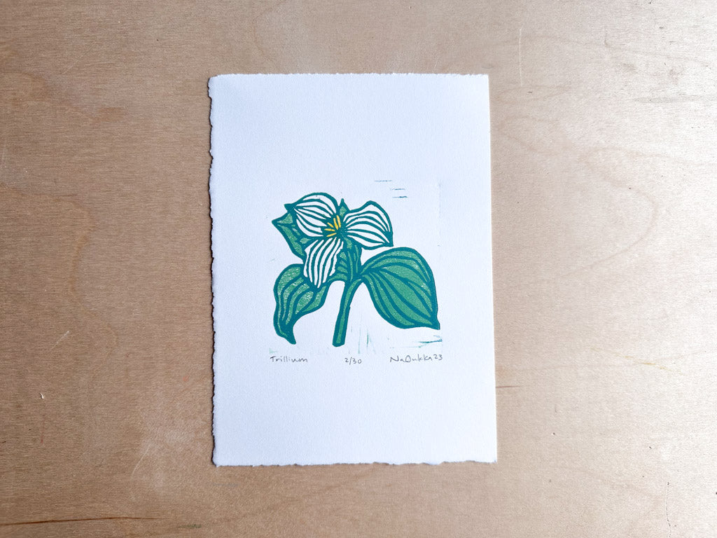 Trillium Woodcut Print