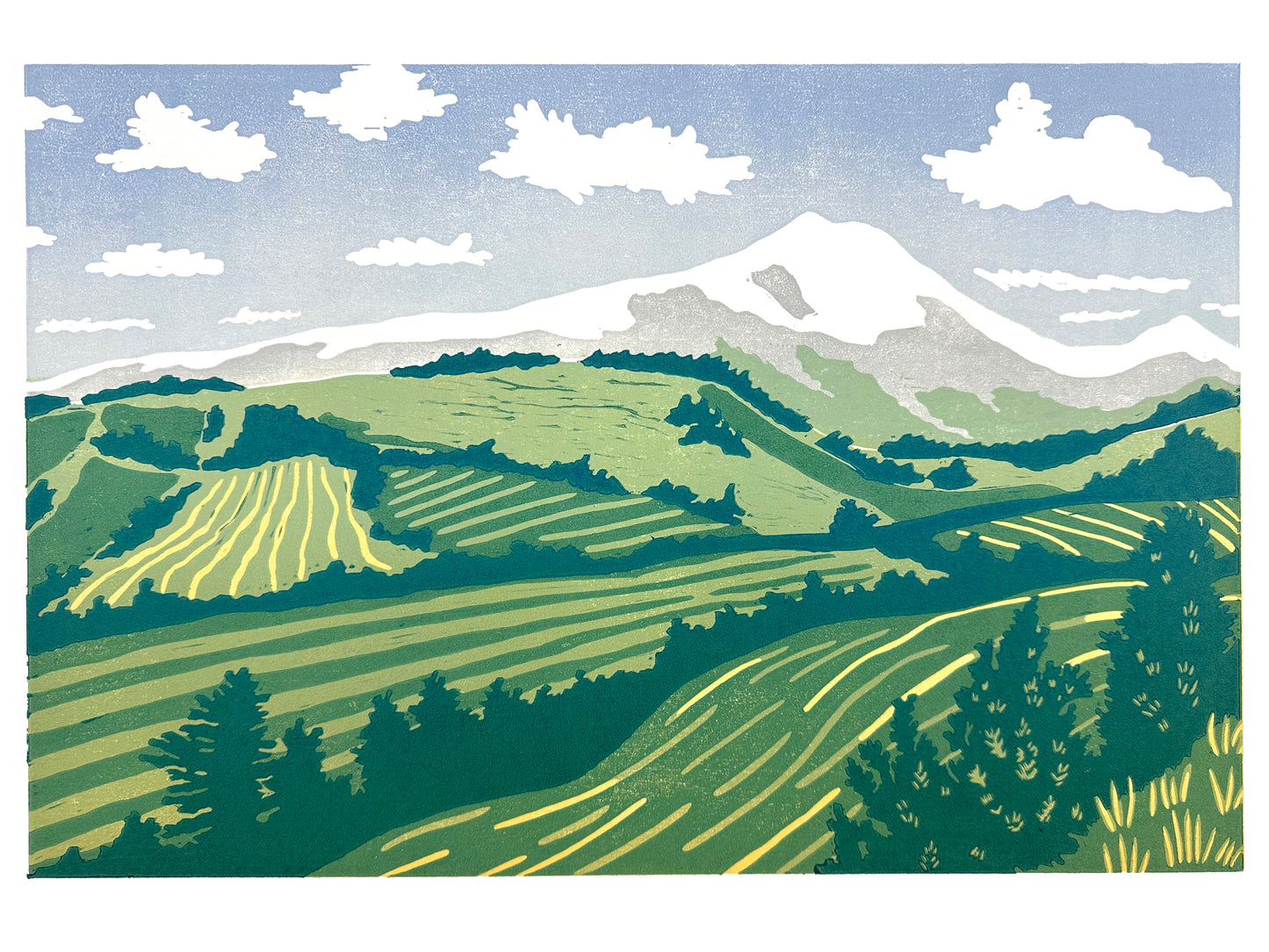 Home in the Mountains Woodcut Print