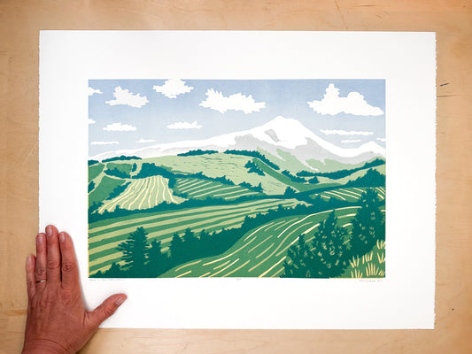 Home in the Mountains Woodcut Print