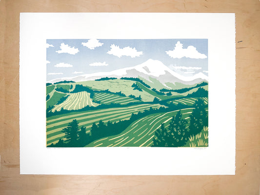 Home in the Mountains Woodcut Print