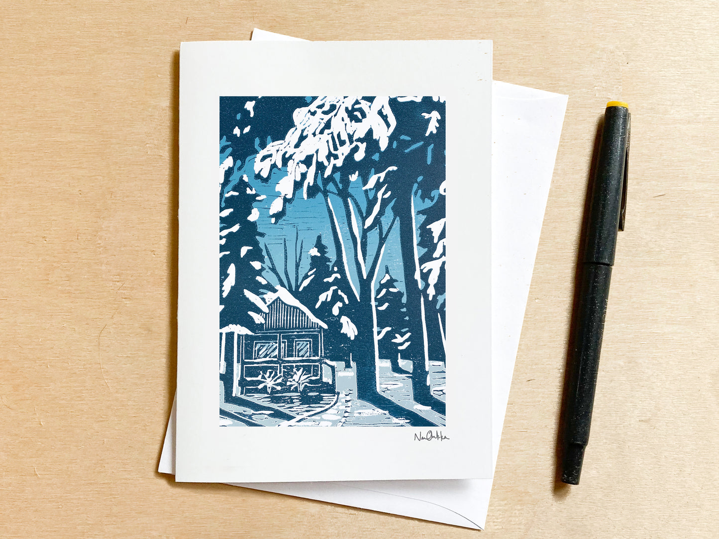 Winter Cabin Greeting Card