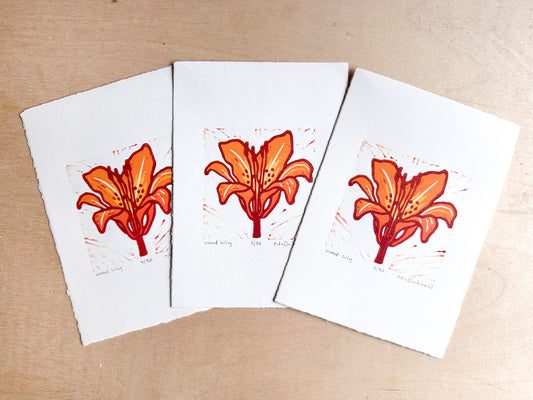 Wood Lily Woodcut Print
