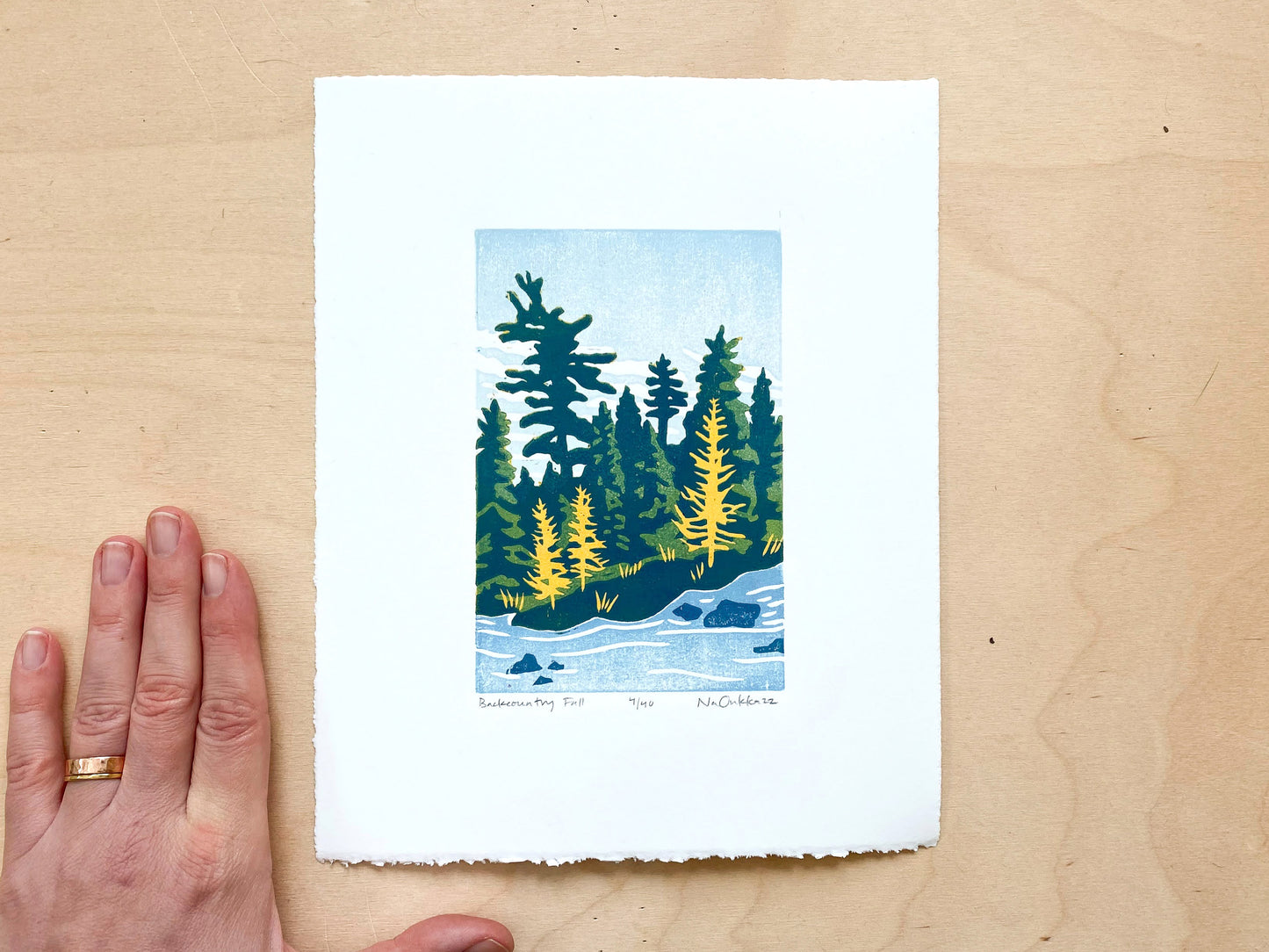 Backcountry Fall Woodcut Print