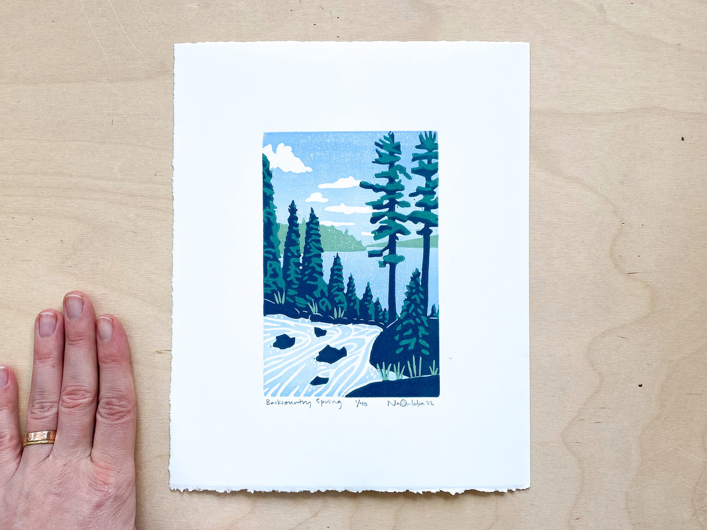 Backcountry Spring Woodcut Print