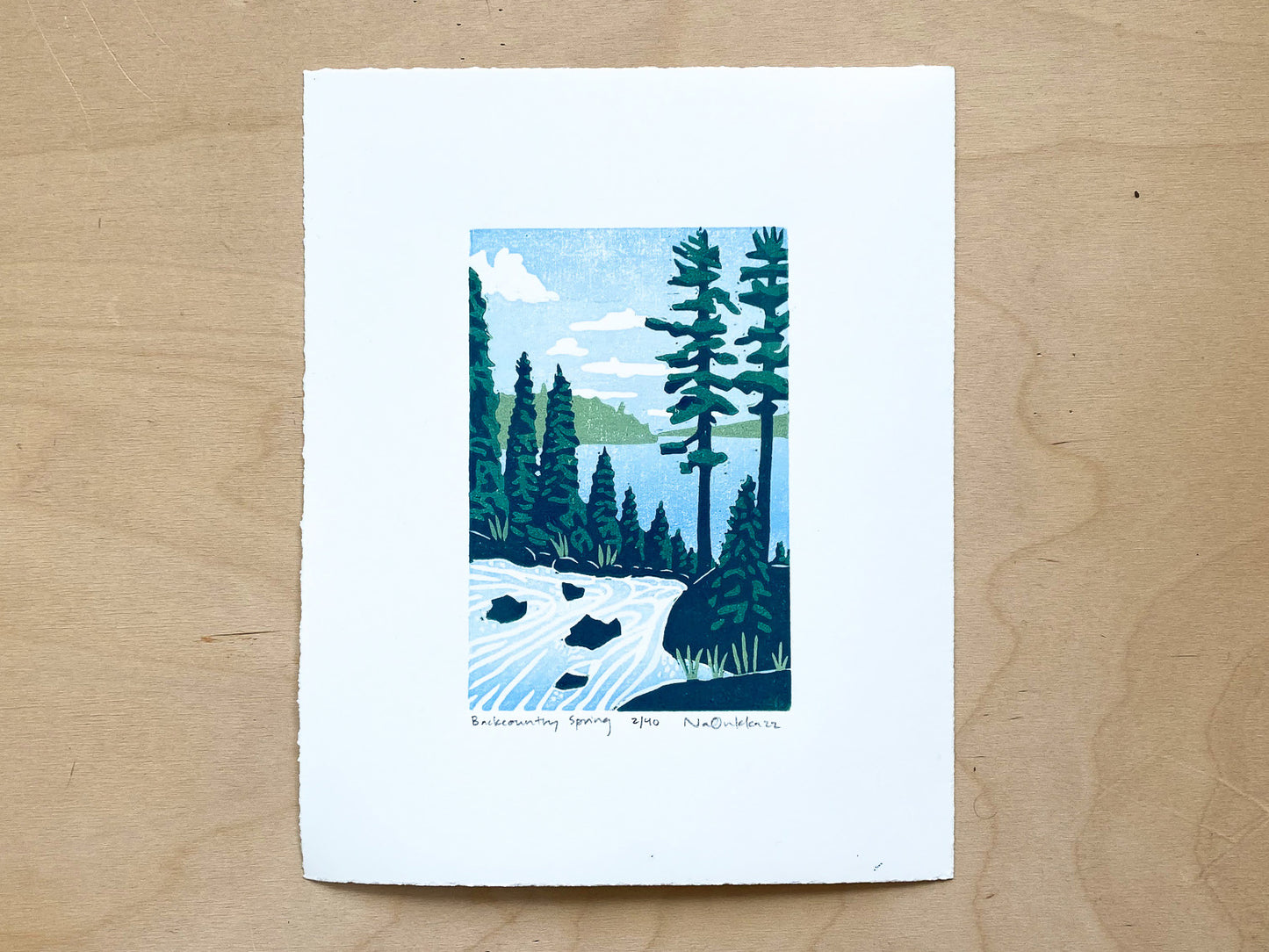 Backcountry Spring Woodcut Print