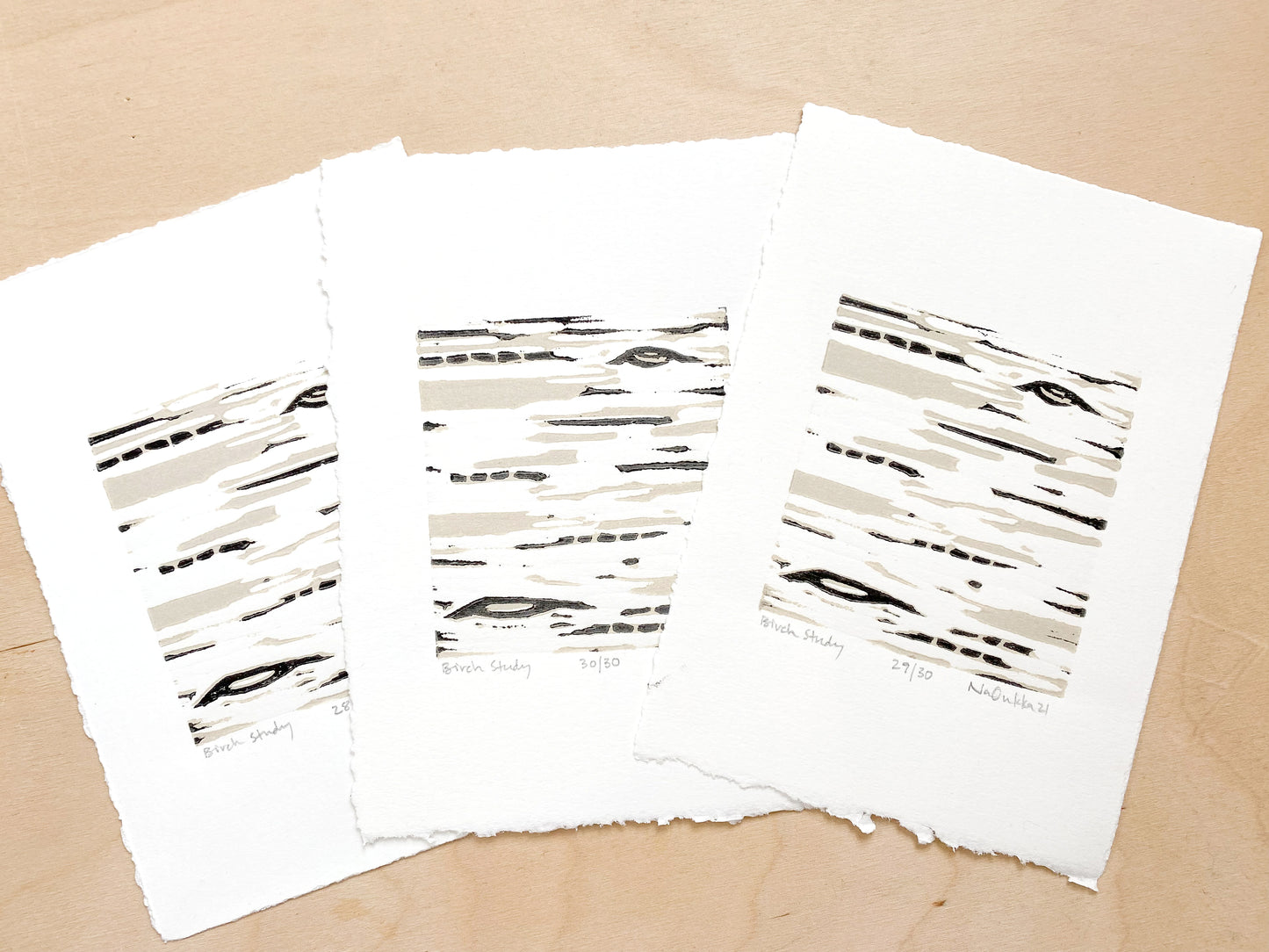 Birch Study Woodcut Print