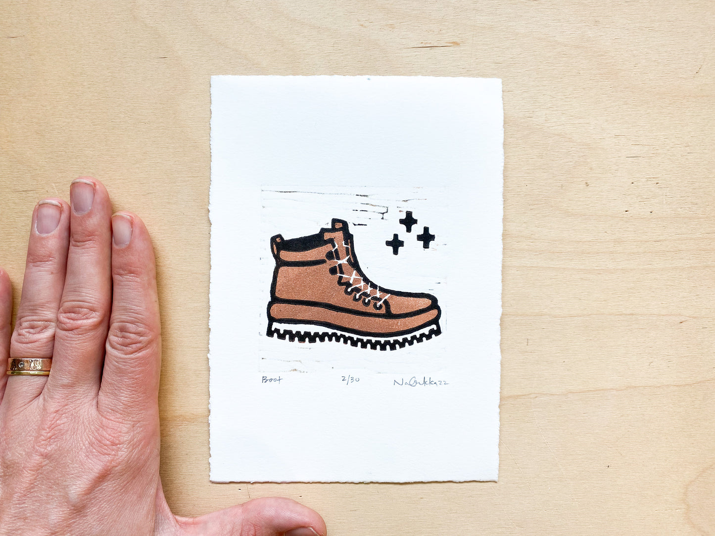 Boot Woodcut Print