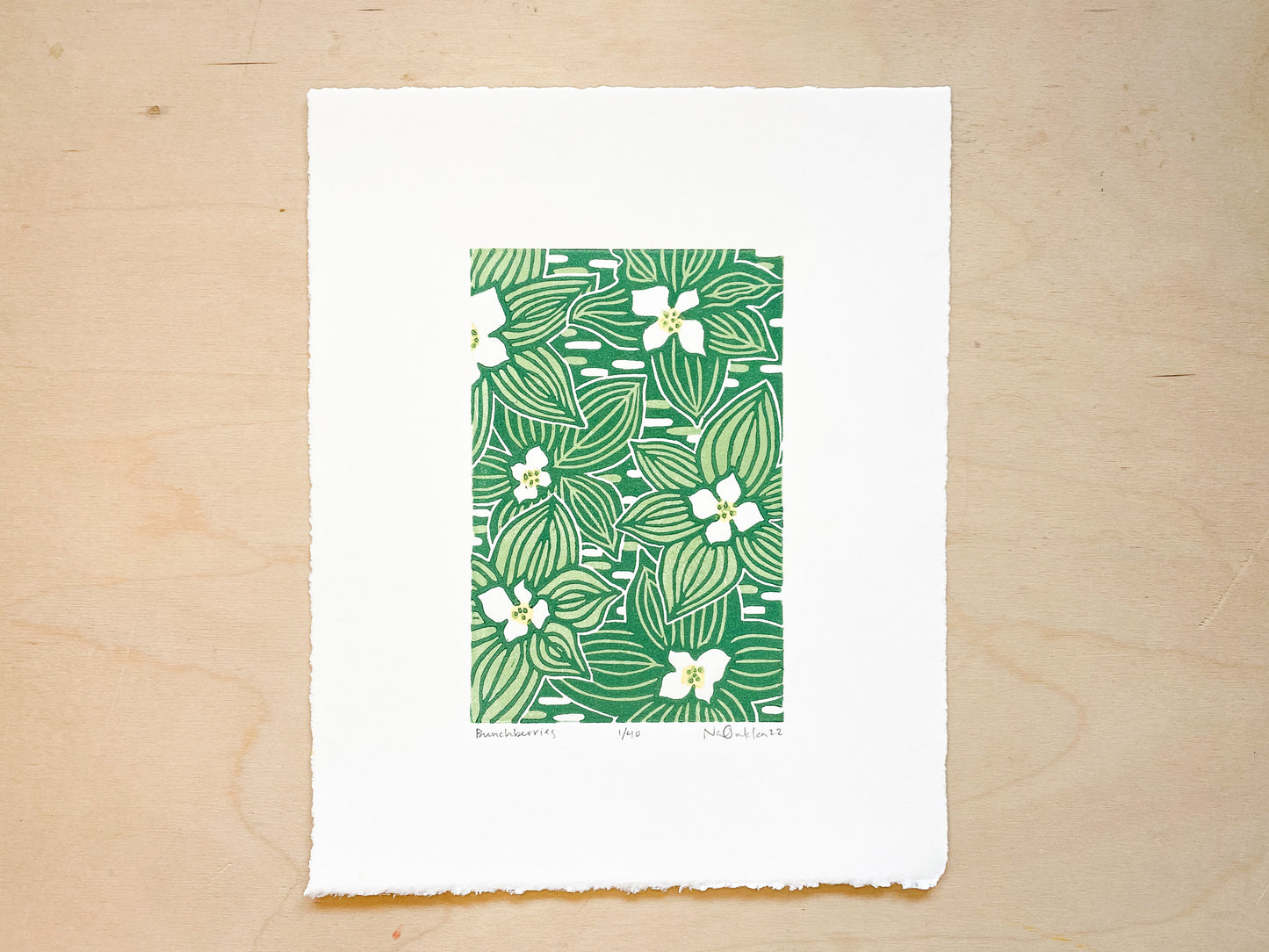 Bunchberries Woodcut Print