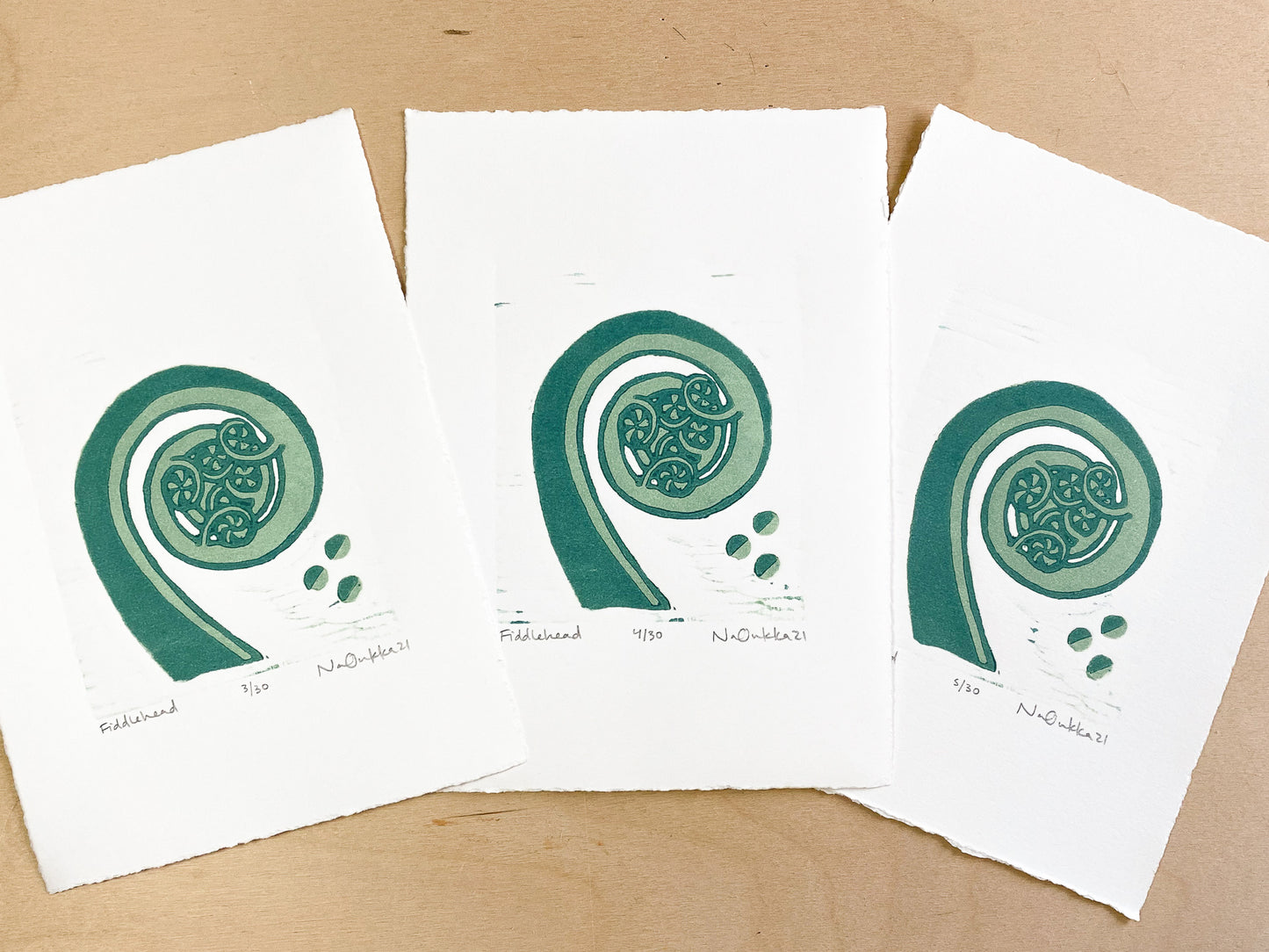 Fiddlehead Woodcut Print