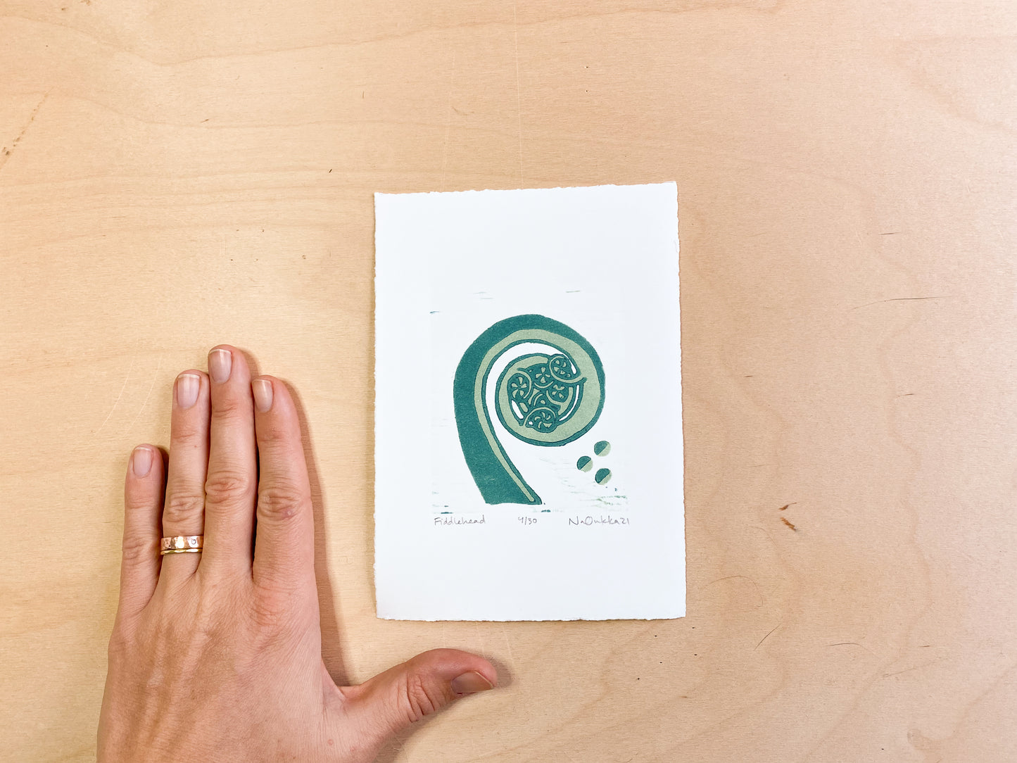 Fiddlehead Woodcut Print