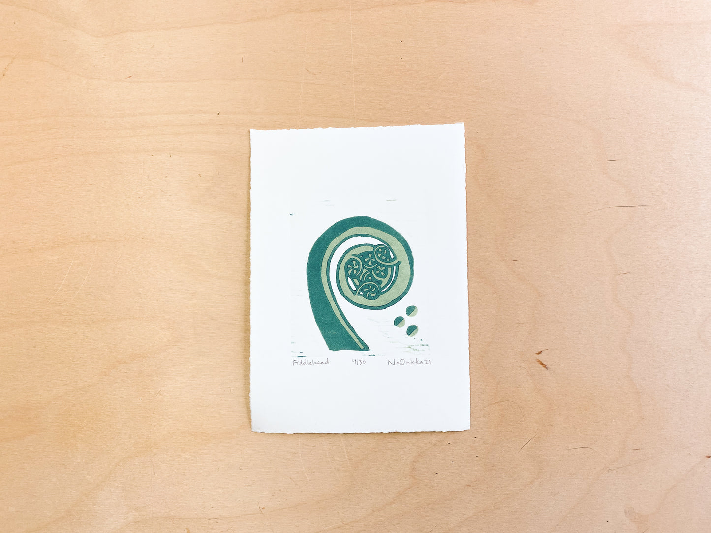 Fiddlehead Woodcut Print