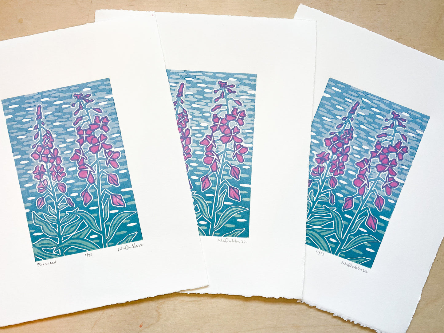 Fireweed Woodcut Print