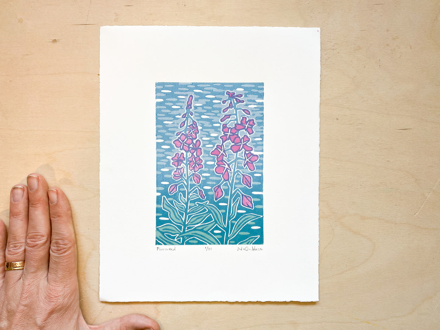 Fireweed Woodcut Print