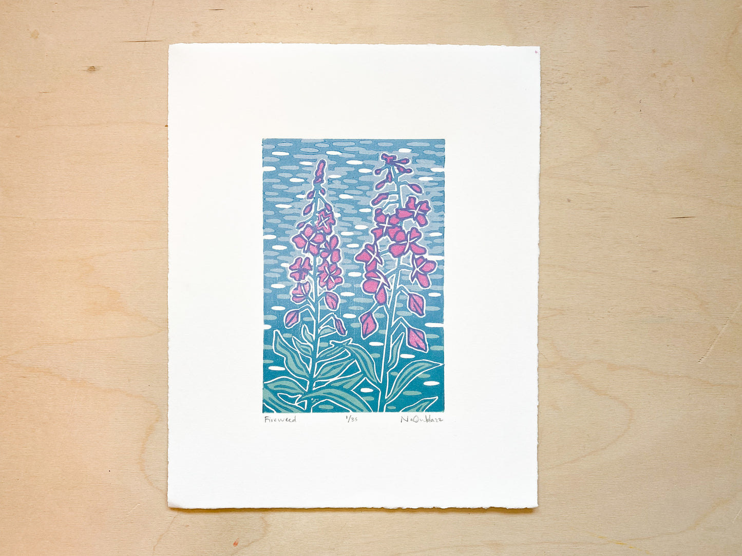 Fireweed Woodcut Print