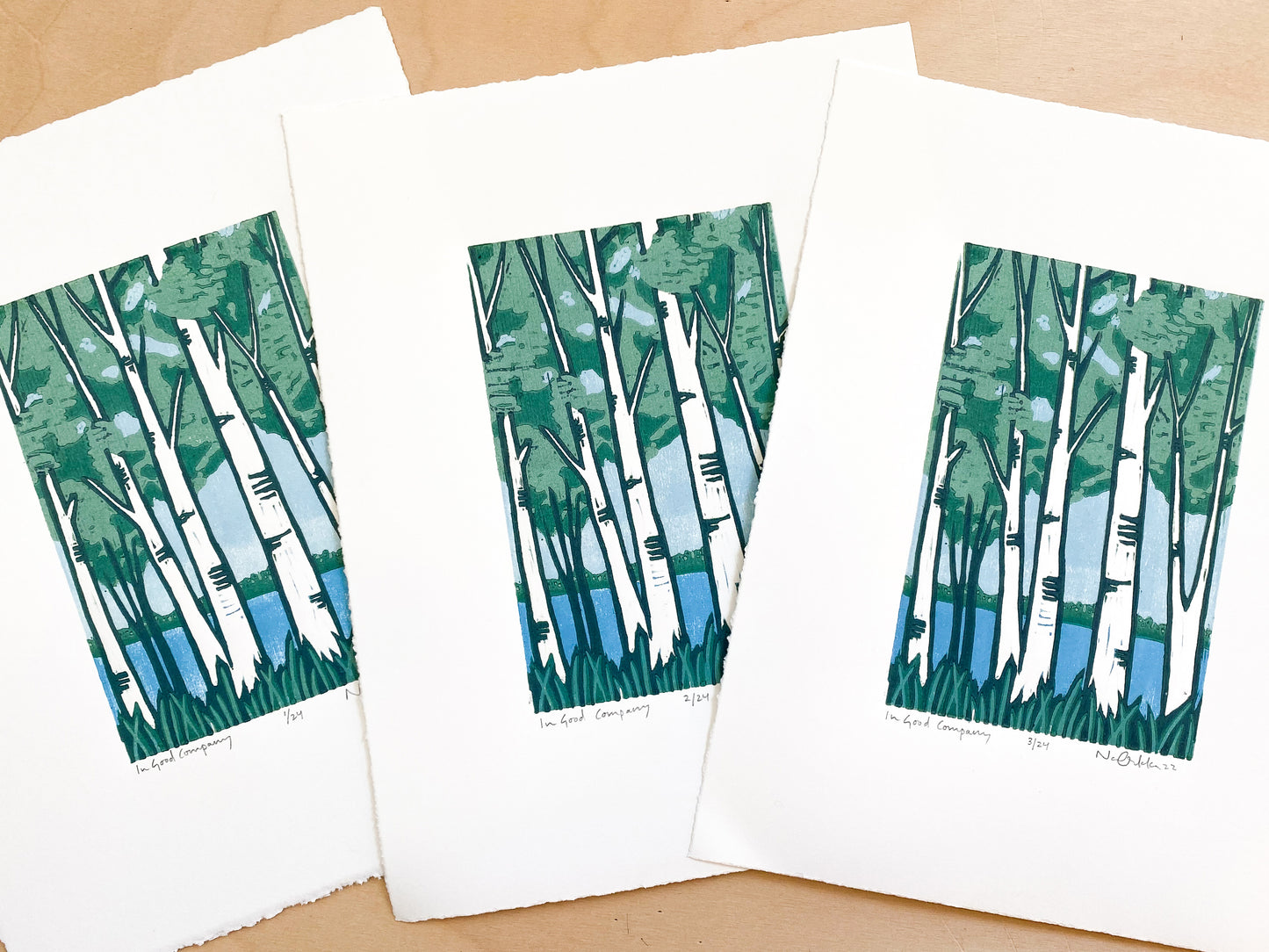 In Good Company Woodcut Print