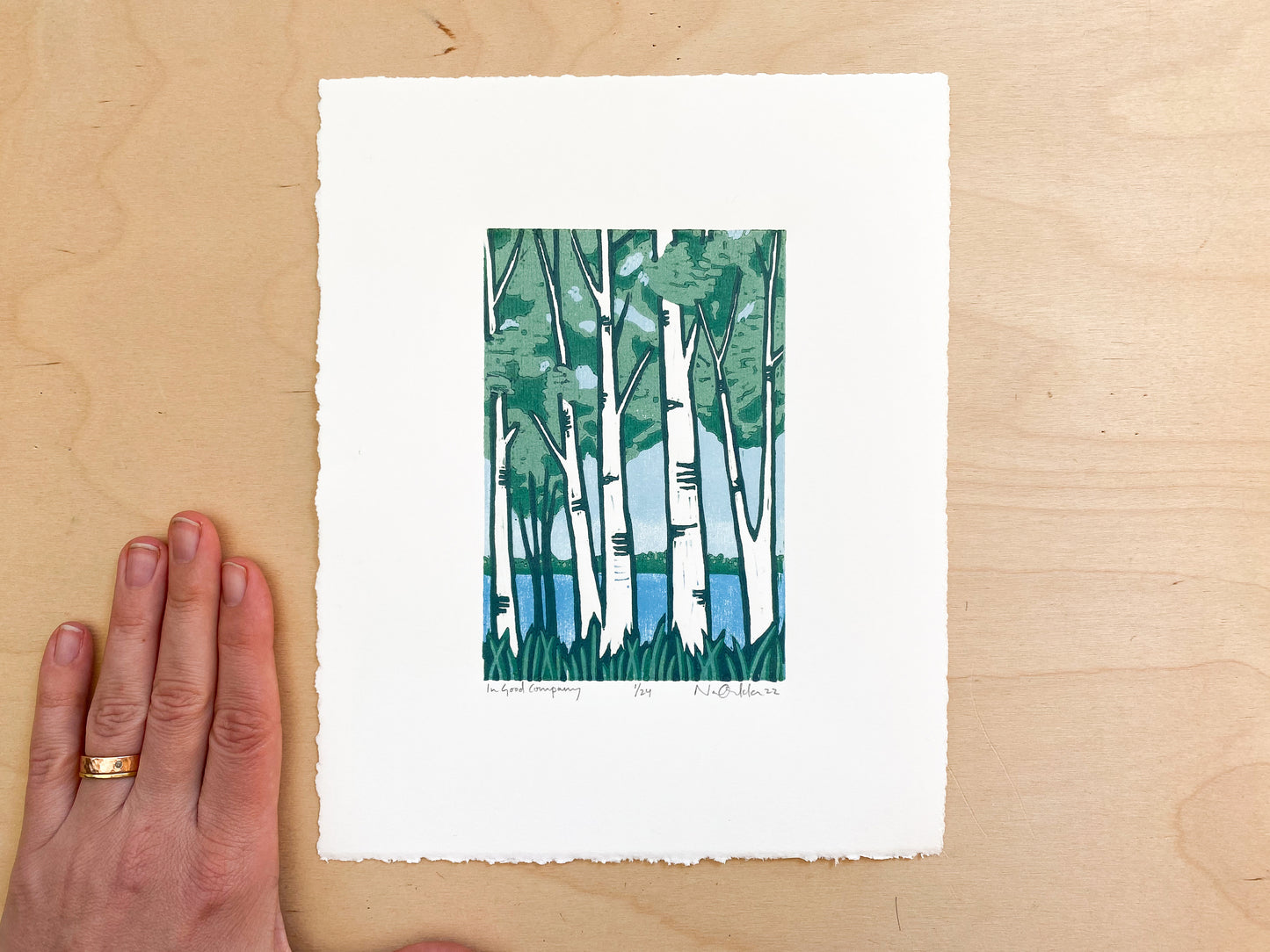 In Good Company Woodcut Print