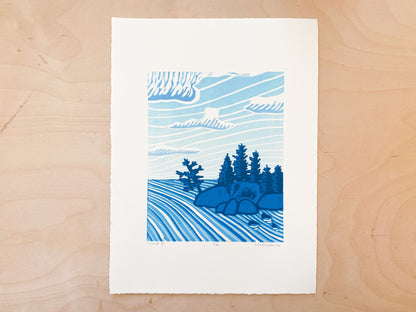 Island Diptych Woodcut Print