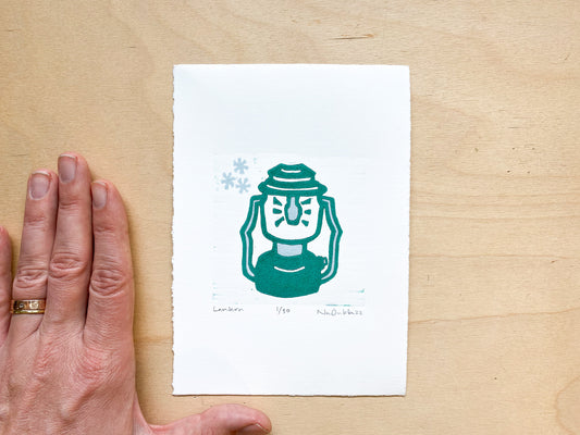 Lantern Woodcut Print