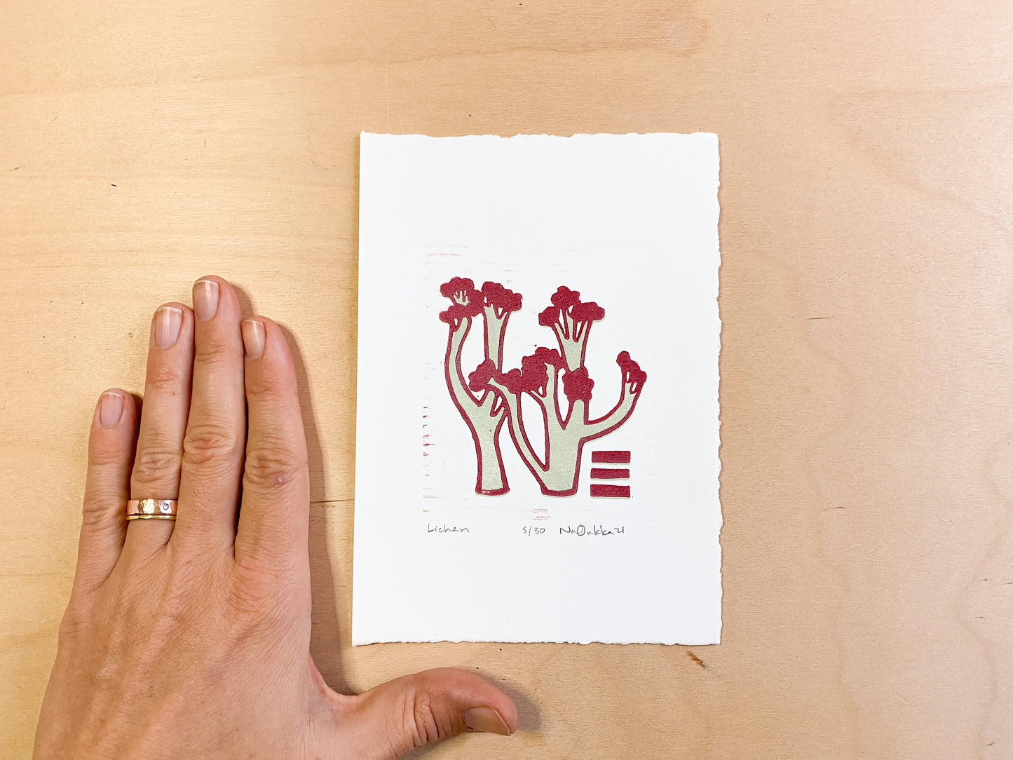 Lichen Woodcut Print