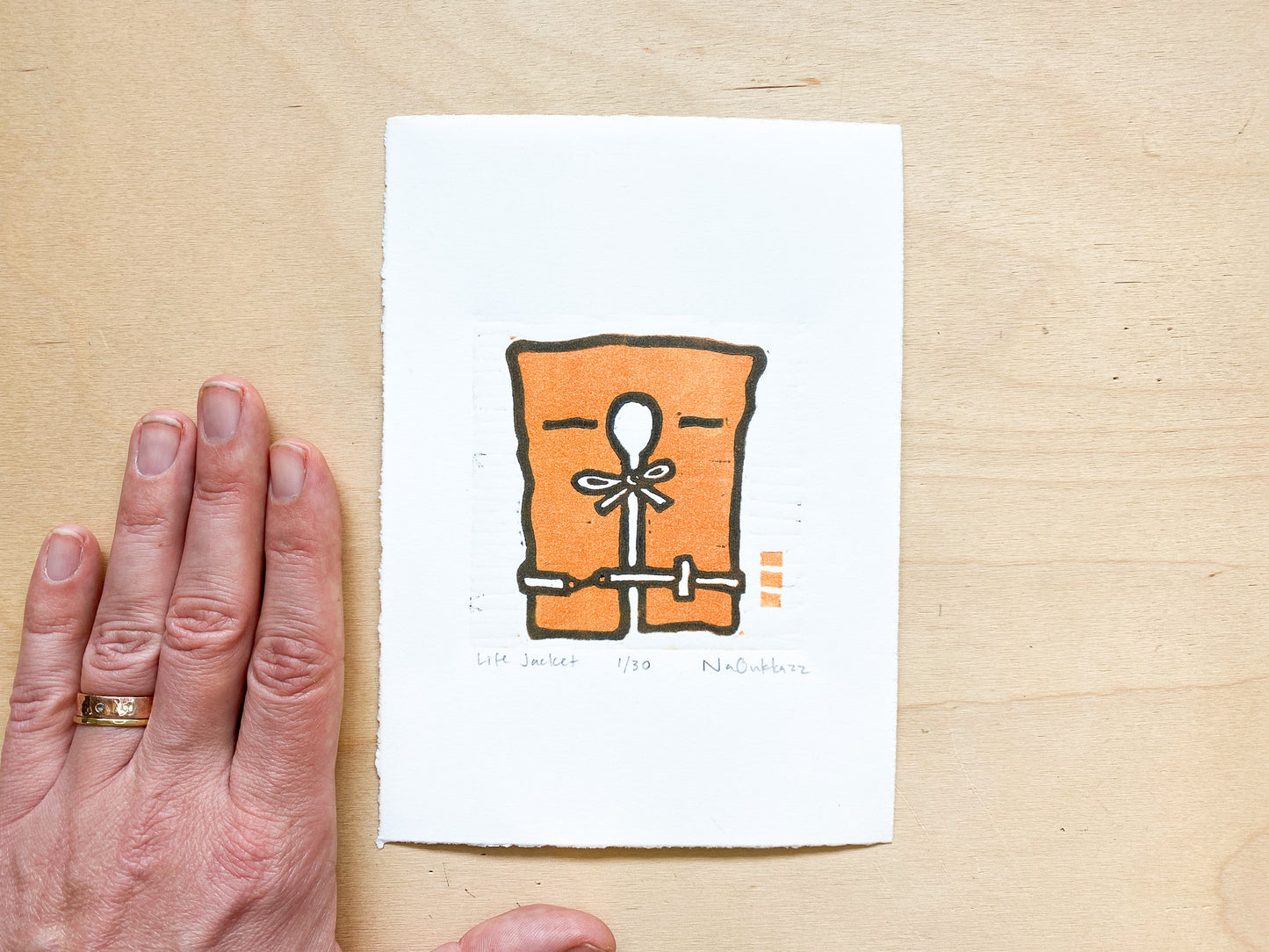 Life Jacket Woodcut Print