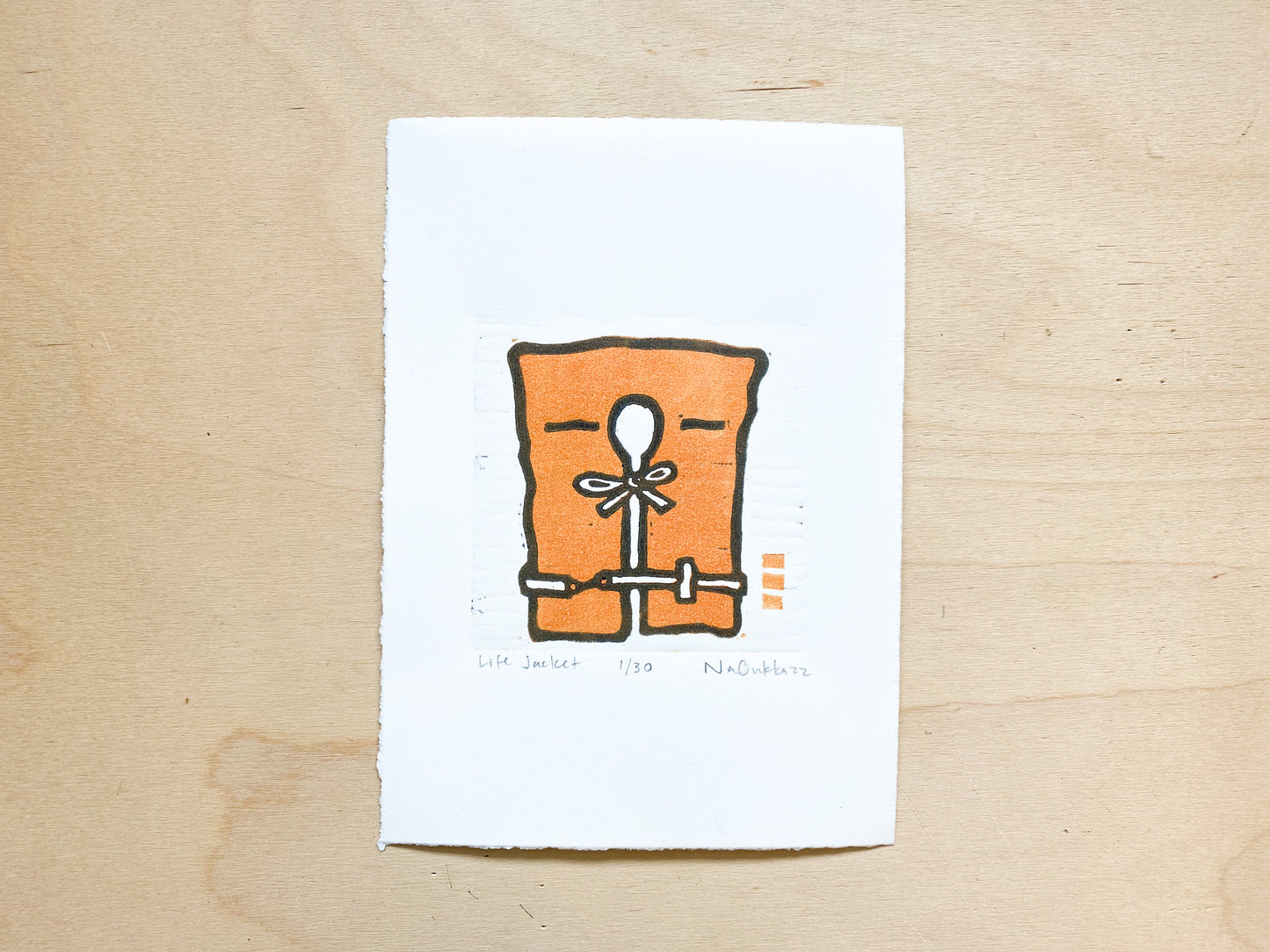 Life Jacket Woodcut Print