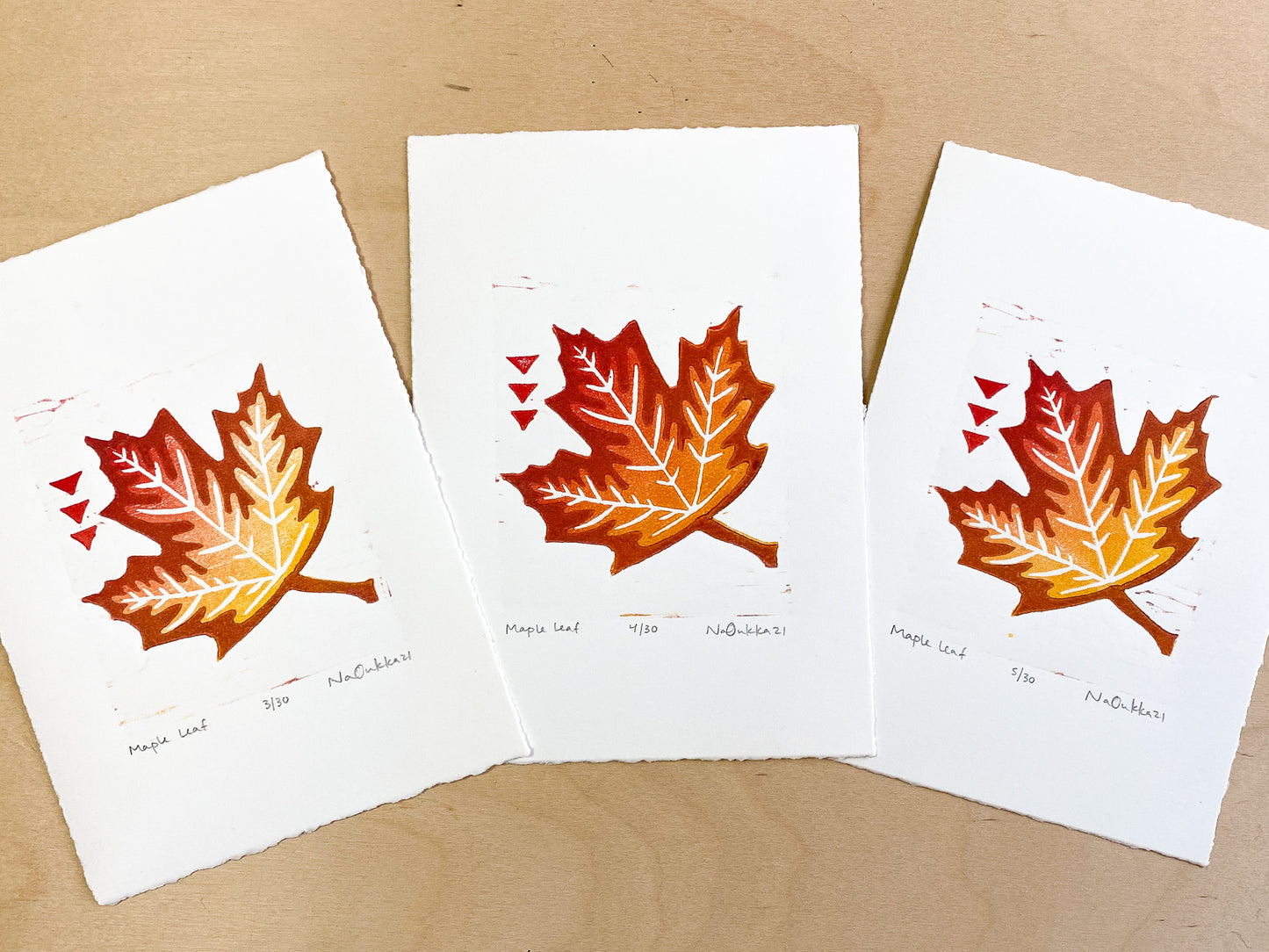 Maple Leaf Woodcut Print