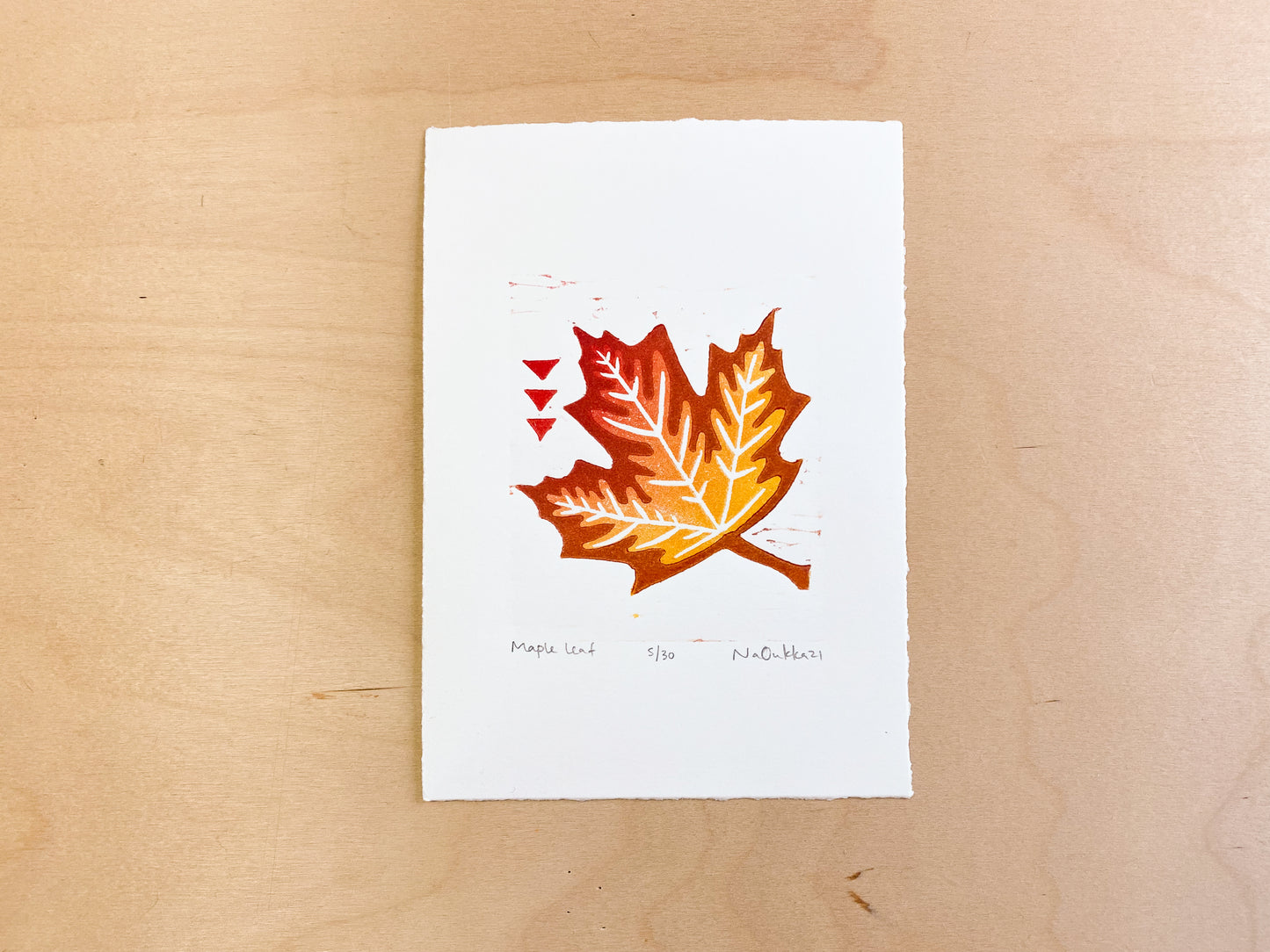 Maple Leaf Woodcut Print