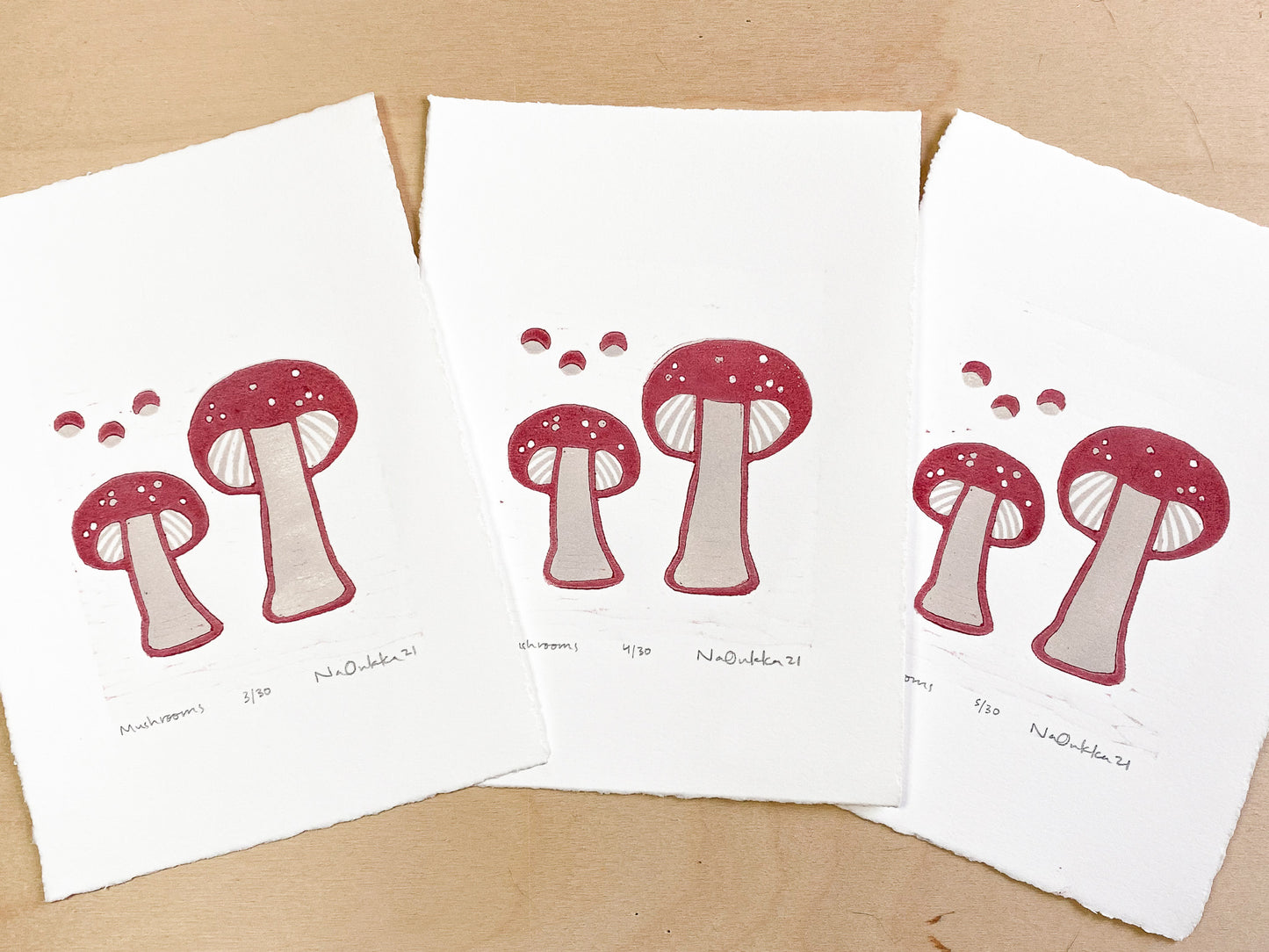 Mushroom Woodcut Print