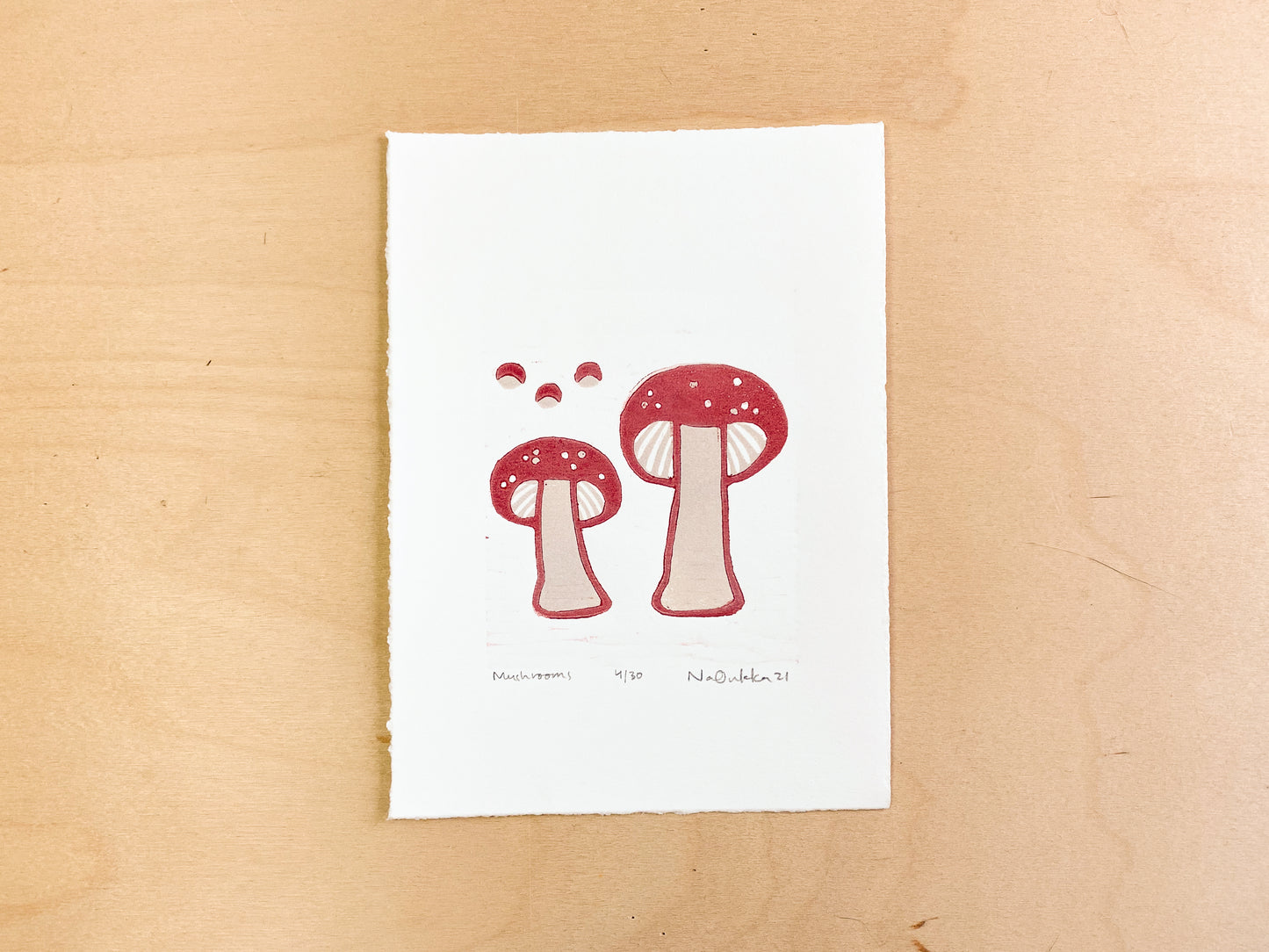 Mushroom Woodcut Print