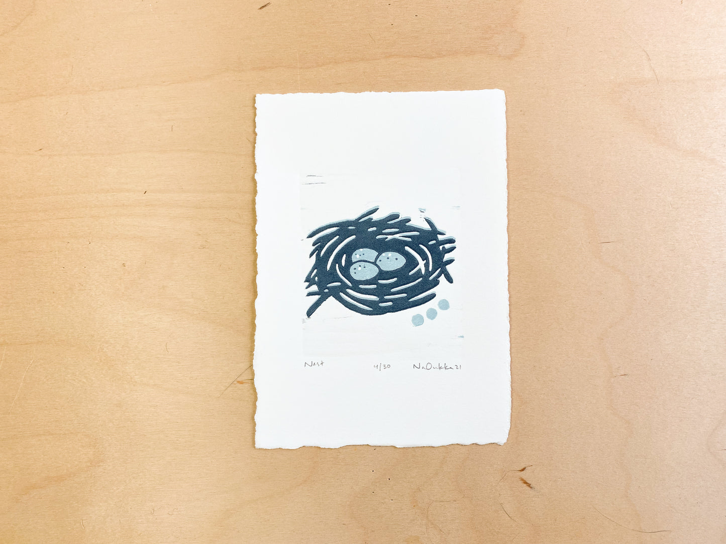 Nest Woodcut Print